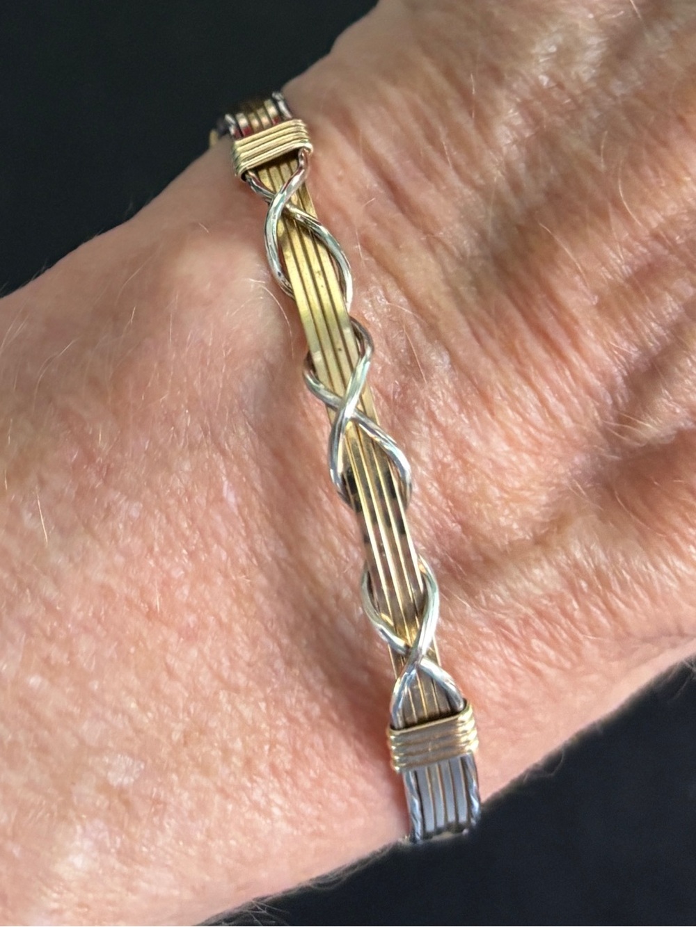 Ronaldo I Love You Forever Gold and Silver Twisted Wire Women’s Bracelet 7” - Picture 9 of 10